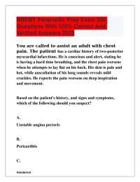 NREMT Paramedic Prep Exam 200 Questions With 100% Correct And Verified Answers 2025