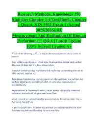 Research Methods, Kinesiology 370 Statistics Chapter 1-4 Test Bank, Chapter 1 Quant, KIN 3
