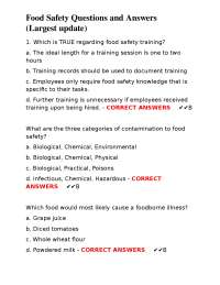 Food Safety Questions and Answers (Largest update)