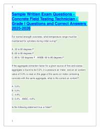 Concrete Field Testing Technician Grade I Questions & Answers 2025-2026