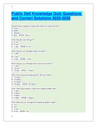 Publix Deli Knowledge Quiz Questions and Correct Solutions 2025-2026