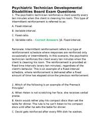 Psychiatric Technician Developmental Disabilities Board Exam Questions