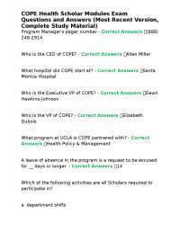 COPE Health Scholar Modules Exam Questions and Answers (Most Recent Version, Complete Stud