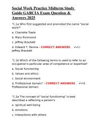 Social Work Practice Midterm Study Guide GARCIA Exam Question & Answers 2025