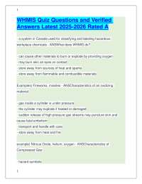 WHMIS Quiz Questions and Verified Answers Latest 2025-2026 Rated A