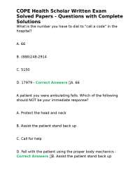 COPE Health Scholar Written Exam Solved Papers - Questions with Complete Solutions