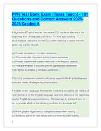 PPR Test Bank Exam (Texas Teach) - 101 Questions & Answers 2025-2026