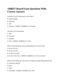 ABRET Board Exam Questions With Correct Answers