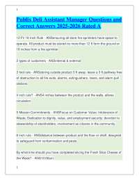 Publix Deli Assistant Manager Questions & Correct Answers 2025-2026