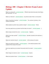 Biology 100 - Chapter 2 Review Exam Latest Update.