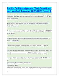 Publix Deli Management Test Questions and Verified Answers 2025-2026