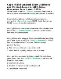 Cope Health Scholars Exam Questions and Verified Answers, 100% Score Guarantee Pass (Lates