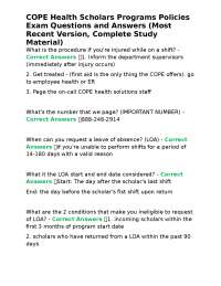 COPE Health Scholars Programs Policies Exam Questions and Answers (Most Recent Version, Co