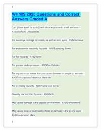 WHMIS 2025 -2026 Questions and Correct Answers Graded A