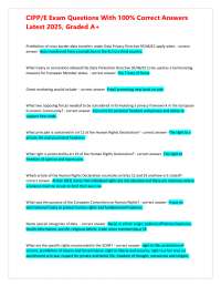 CIPP/E Exam Questions With 100% Correct Answers Latest/2025, Graded A+
