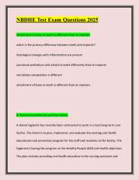 NBDHE Test Exam Questions 2025 With Correct Well Mastered Premium Solutions