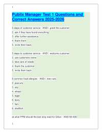 Publix Manager Test 1 Questions and Correct Answers 2025-2026