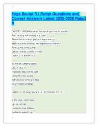 Yoga Sculpt S1 Script Questions and Correct Answers Latest 2025-2026