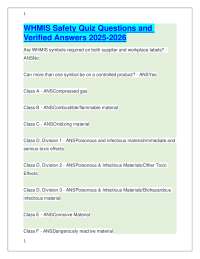 WHMIS Safety Quiz Questions and Verified Answers 2025-2026