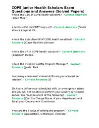 COPE Junior Health Scholars Exam Questions and Answers (Solved Papers)COPE Junior Health S