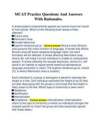 MCAT Practice Questions And Answers With Rationales