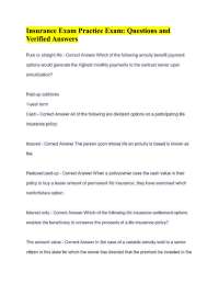 Insurance Exam Practice Exam: Questions and Verified Answers