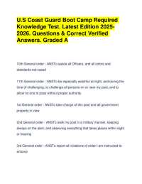 U.S Coast Guard Boot Camp Required Knowledge Test. Latest 2025-2026. Questions & Answers