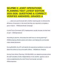 SEJPME II: JOINT OPERATIONS PLANNING TEST LATEST 2025-2026. QUESTIONS & ANSWERS. GRADED A