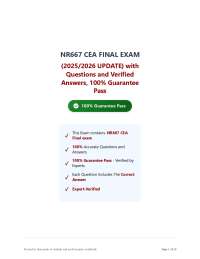 NR667 CEA FINAL EXAM (2025/2026 UPDATE) with Questions and Verified Answers