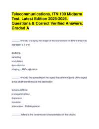 Telecommunications, ITN 100 Midterm Test. Latest 2025-2026. Questions & Answers. Graded A