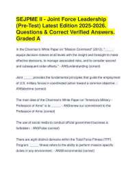 SEJPME II - Joint Force Leadership (Pre-Test) Latest 2025-2026.Questions & Answers.Grade A