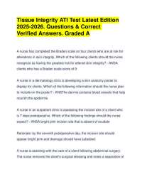 Tissue Integrity ATI Test Latest 2025-2026. Questions & Correct Verified Answers. Graded A