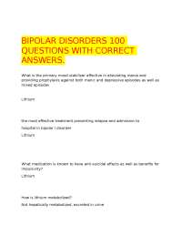 Bipolar Disorders: 100 Questions and Answers on Treatments and Management