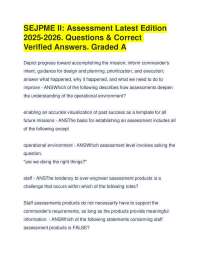 SEJPME II: Assessment Latest 2025-2026. Questions & Correct Verified Answers. Graded A