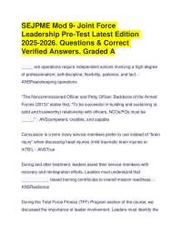 SEJPME Mod 9- JointForce Leadership Pre-Test Latest 2025-2026. Questions & Answers.Grade A