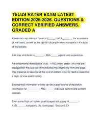 TELUS RATER EXAM LATEST EDITION 2025-2026. QUESTIONS & CORRECT VERIFIED ANSWERS. GRADED A