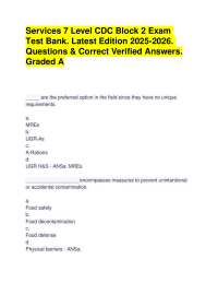 Services 7 Level CDC Block 2 Exam Test Bank.Latest 2025-2026. Questions & Answers. Grade A