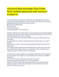 Advanced pharmacology final Exam With Verified Questions and Answers Graded A+.pdf