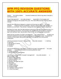 Project Management Revision Questions and Answers