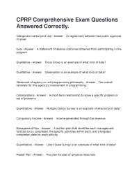 CPRP Comprehensive Exam Q&A: Recreation and Parks Study Guide