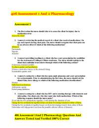 Pharmacology Assessment Questions and Answers