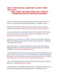 NHA CCMA MEDICAL ASSISTANT LATEST EXAM 2024 REAL EXAM 200 QUESTIONS AND CORRECT ANSWERS
