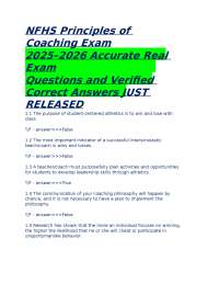NFHS Coaching Principles Exam 2025-2026: Questions and Answers
