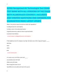 AVIXA Recognized AV Technologist Test EXAM TEST BANK WITH ALL VERSIONS OF THE EXAM