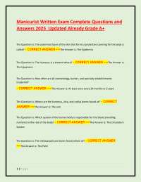 Manicurist Written Exam Complete Questions and Answers 2025 Updated Already Grade A+