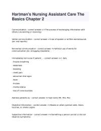 Hartman's Nursing Assistant Care The Basics Chapter 2