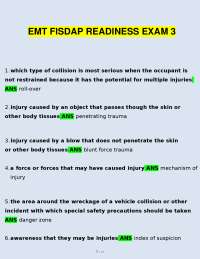 EMT FISDAP Readiness Exam 3 – 2025 Updated Practice Questions and Verified Answers for Com