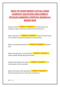 NACE CIP EXAM NEWEST ACTUAL EXAM COMPLETE QUESTIONS AND CORRECT DETAILED ANSWERS (VERIFI