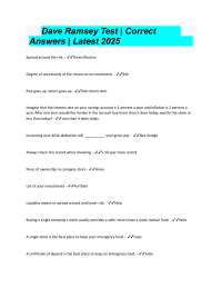 Dave Ramsey Test | Correct Answers | Latest 2025