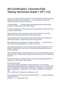 ACI Concrete Field Testing Technician Grade 1 Certification Questions
